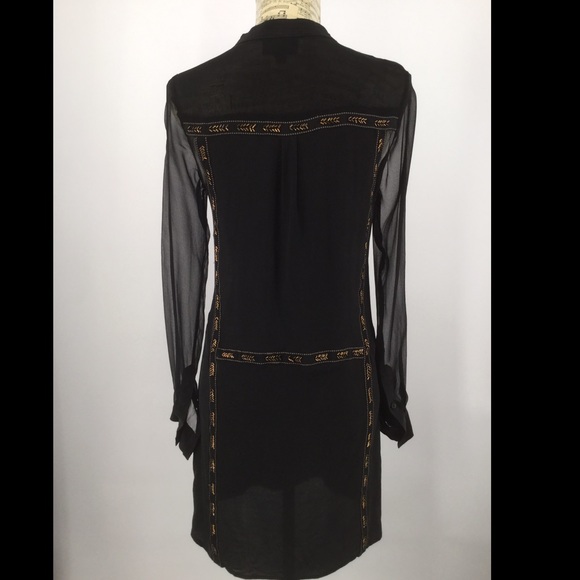 ARYN K Small Black Sheer Dress W/ Woven Inserts - Picture 8 of 15